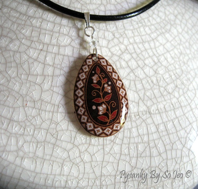 Spring Vines Teardrop Pendant Pysanky Jewelry by So Jeo